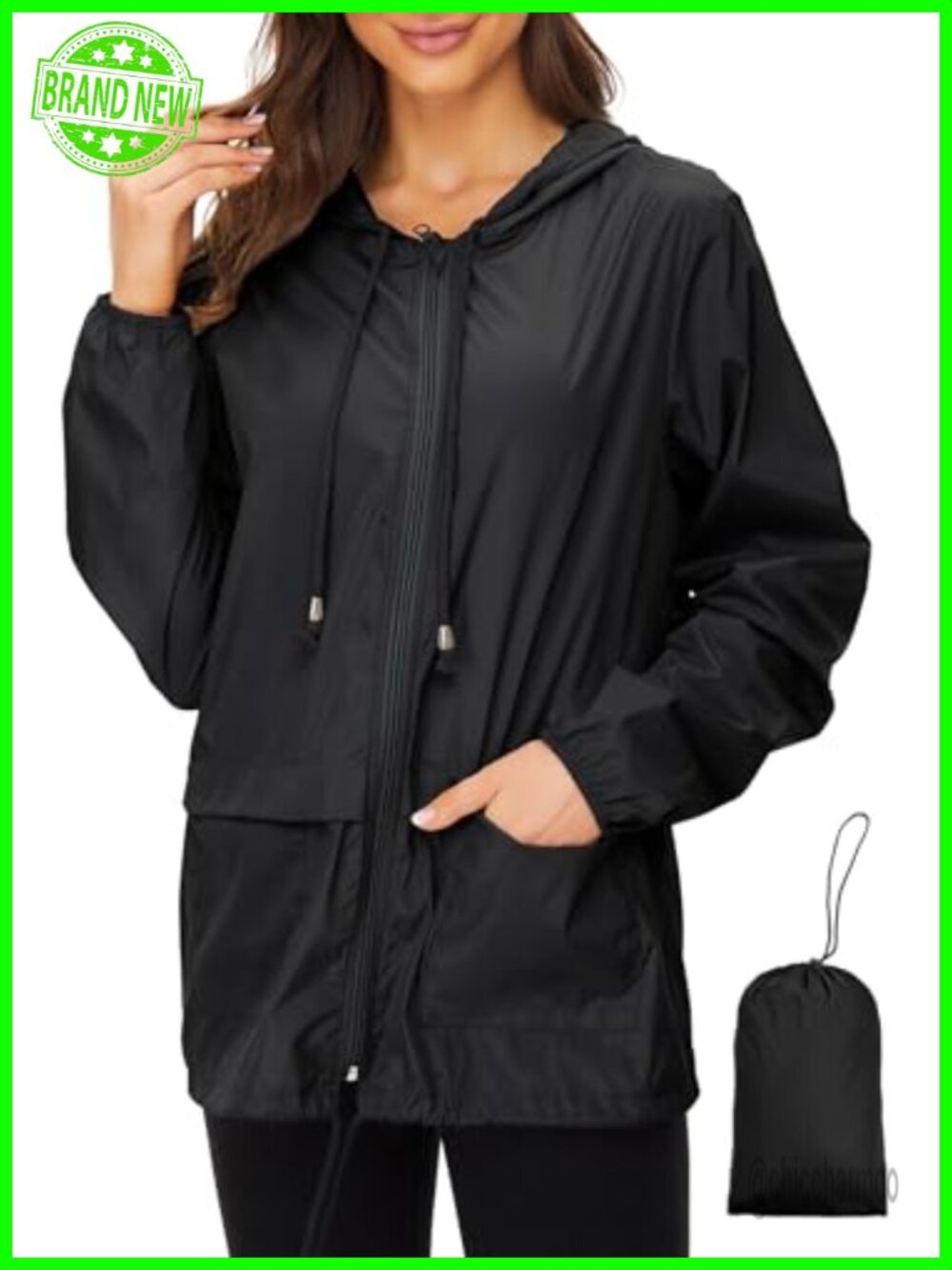 Packable Lightweight Waterproof Rain Jacket with Hood